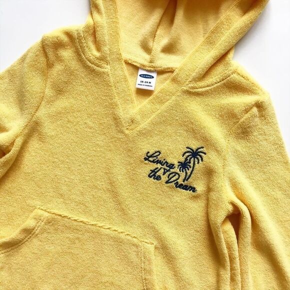 Old Navy yellow terry hoodie GUC 18-24 months - Picture 2 of 5